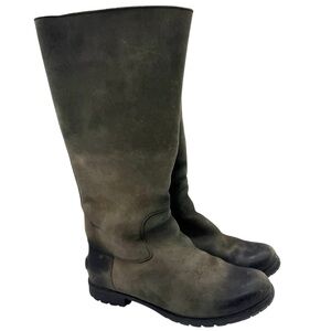 UGG Broome 1001960 Shearling Lined Tall Leather Riding Boots Green Size 7 Winter